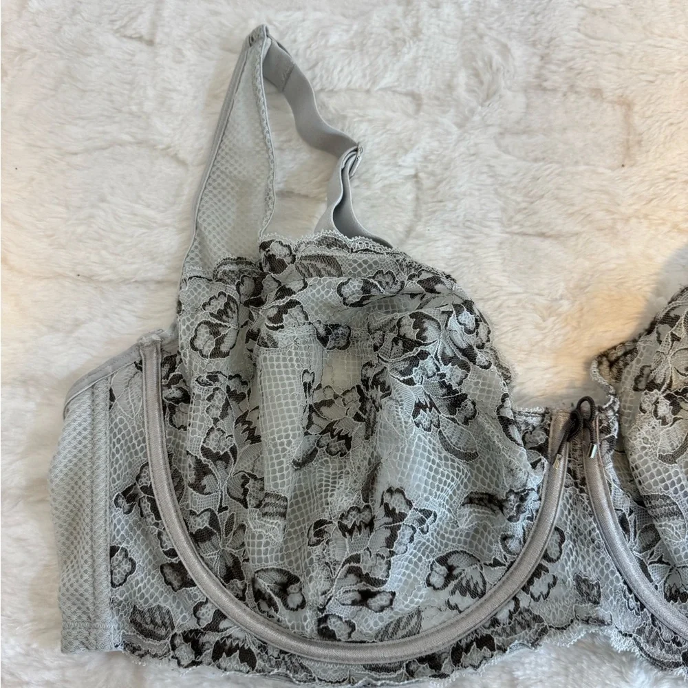 Adore Me Floral Lace Bra - Gray - Picture 2 of 7